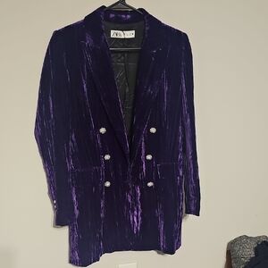 Zara Purple Velvet Blazer